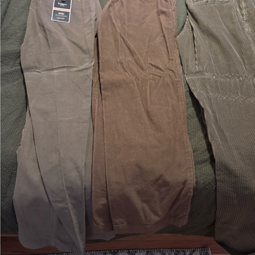 Men's Corduroy Pants - Brown and Gray 3 pairs one with tags